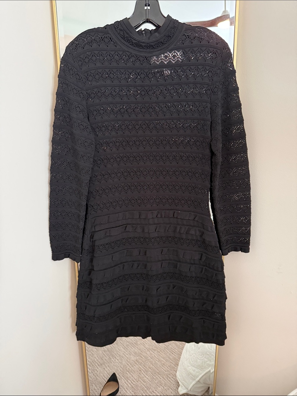 Carolina Herrera Black Long-Sleeve Crochet Dress